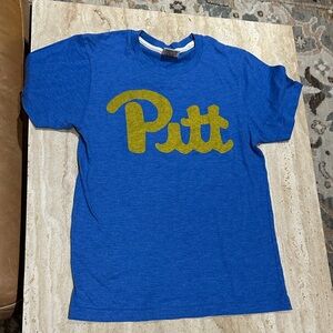PITT HOMAGE Blue Tee with Gold Print xs